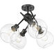 Axel 4 Light 24 inch Matte Black Semi-Flush Ceiling Light in Clear Glass